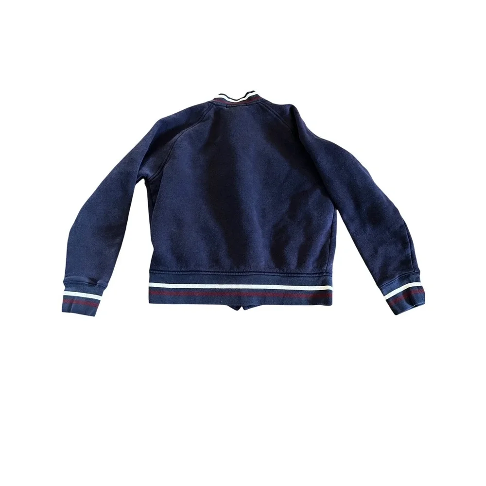 Vintage Polo Ralph Lauren Kids Varsity Fleece Bomber Jacket Navy Blue Med 10/12
